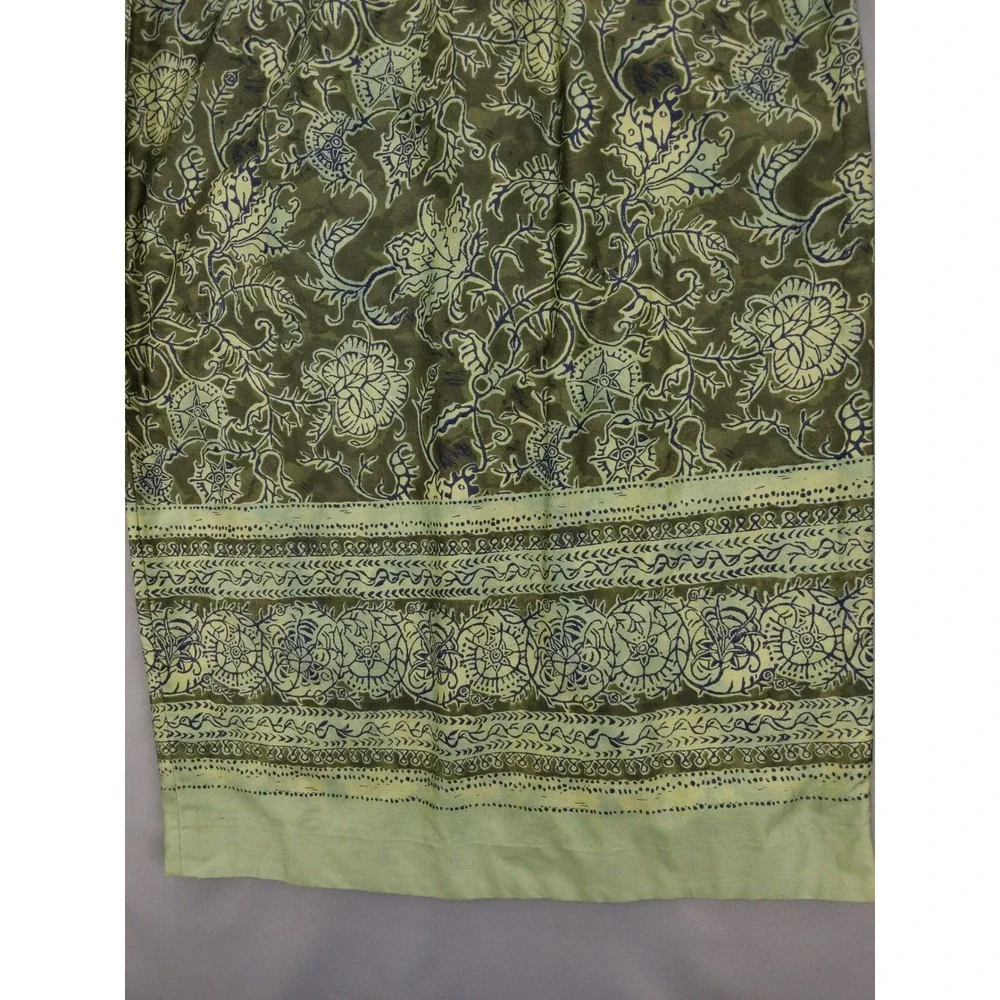 Peruvian Connection Sheath Dress 12 Green Floral Pima Cotton Midi Sleeveless - Picture 4 of 8